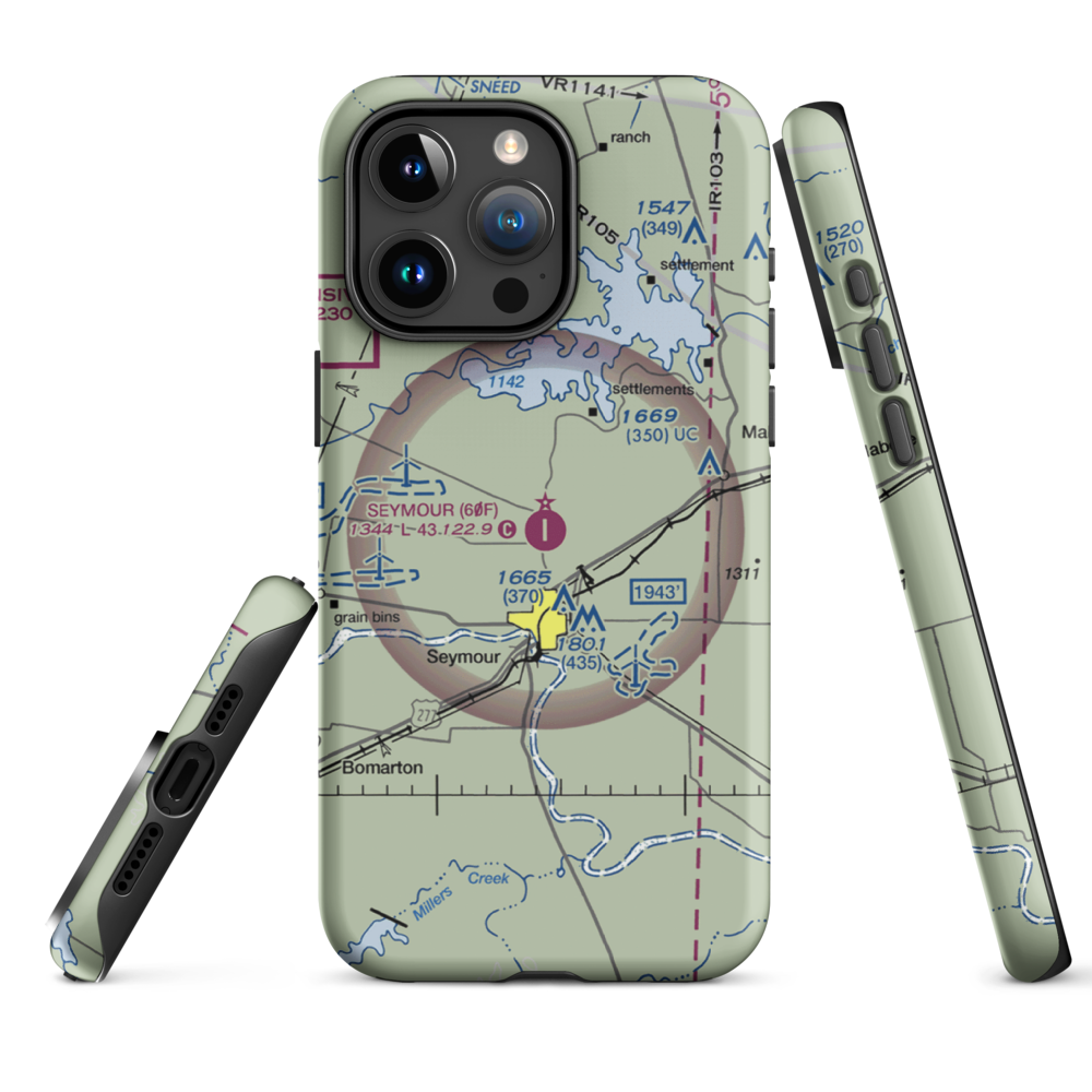 Seymour Municipal Airport (60F) VFR Sectional  Tough iPhone Case iPhone 15 Pro Max model shown
