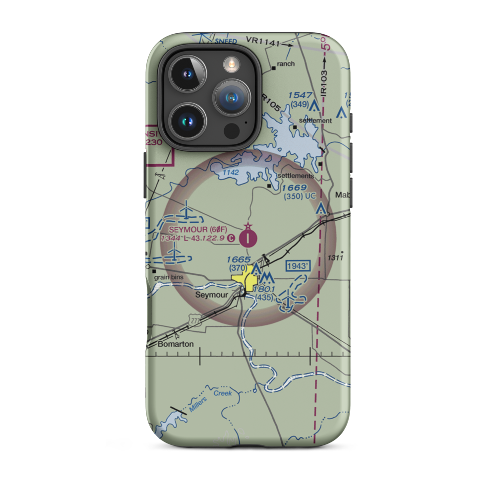 Seymour Municipal Airport (60F) VFR Sectional  Tough iPhone Case iPhone 16 Pro Max model shown