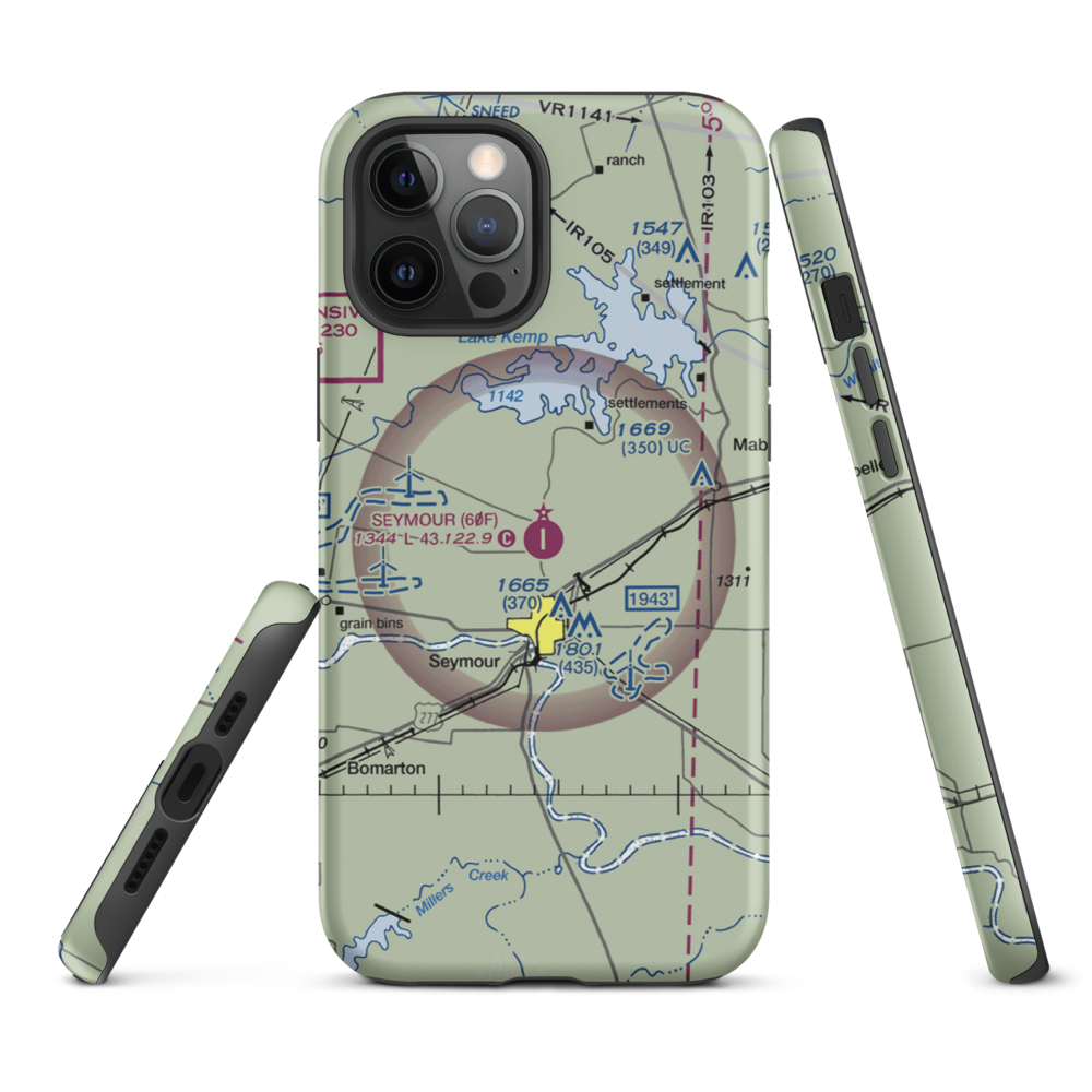 Seymour Municipal Airport (60F) VFR Sectional  Tough iPhone Case iPhone 12 Pro Max model shown
