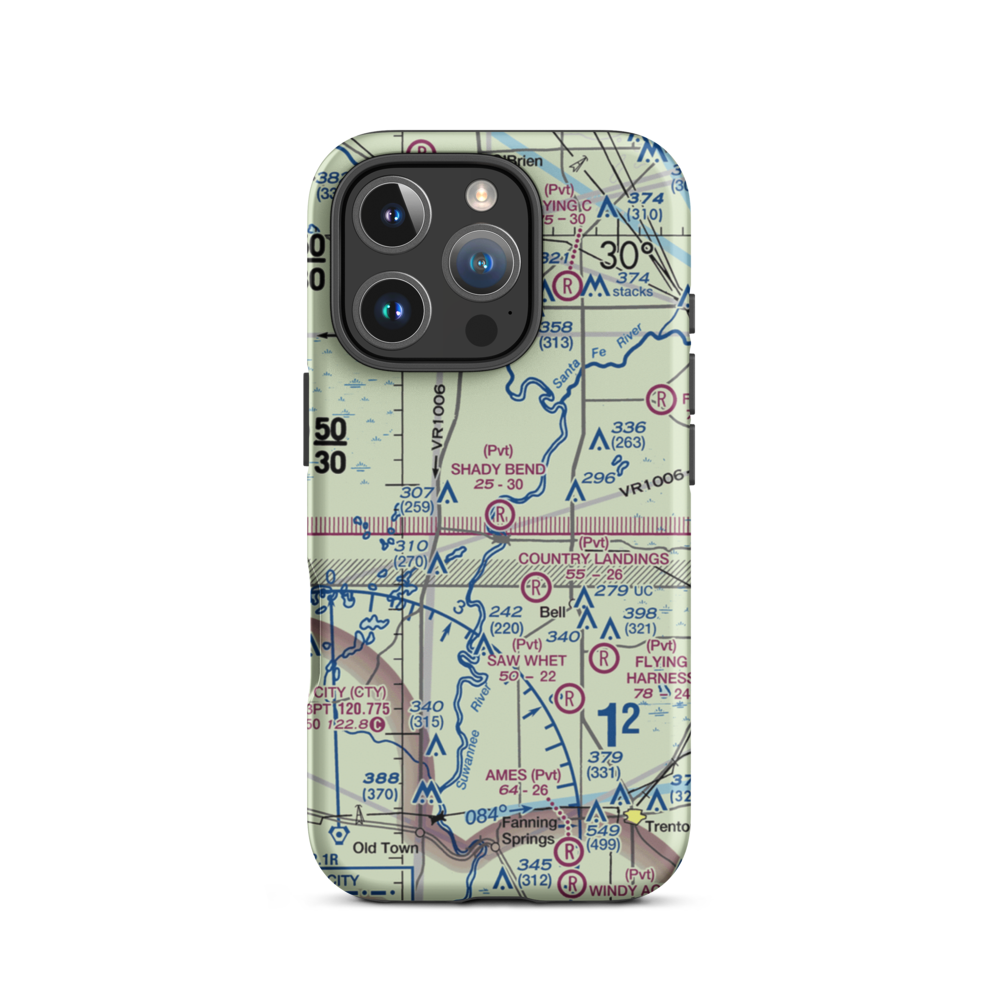 Shady Bend Airport (9FL5) VFR Sectional  Tough iPhone Case iPhone 16 Pro model shown