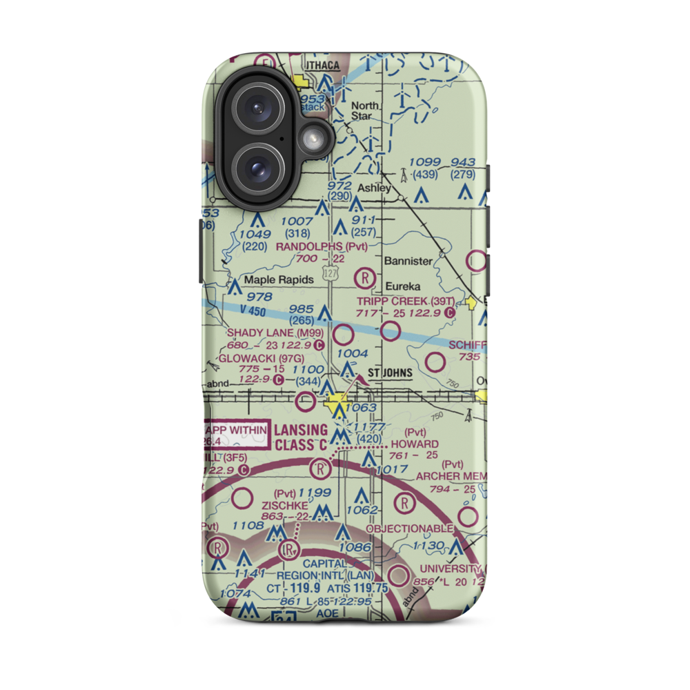 Shady Lane Airport (M99) VFR Sectional  Tough iPhone Case iPhone 16 Plus model shown