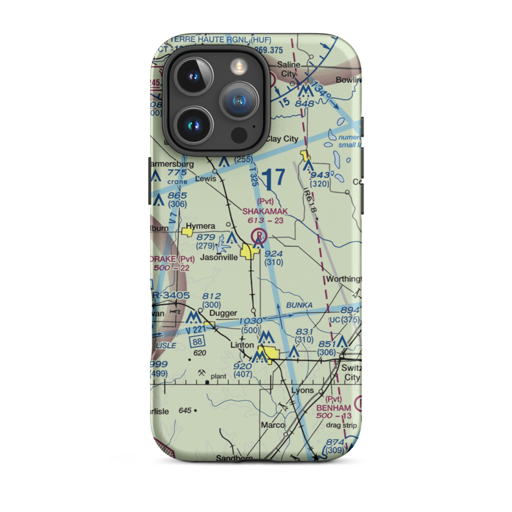 Shakamak Airport (IN08) VFR Sectional  Tough iPhone Case iPhone 16 Pro Max model shown