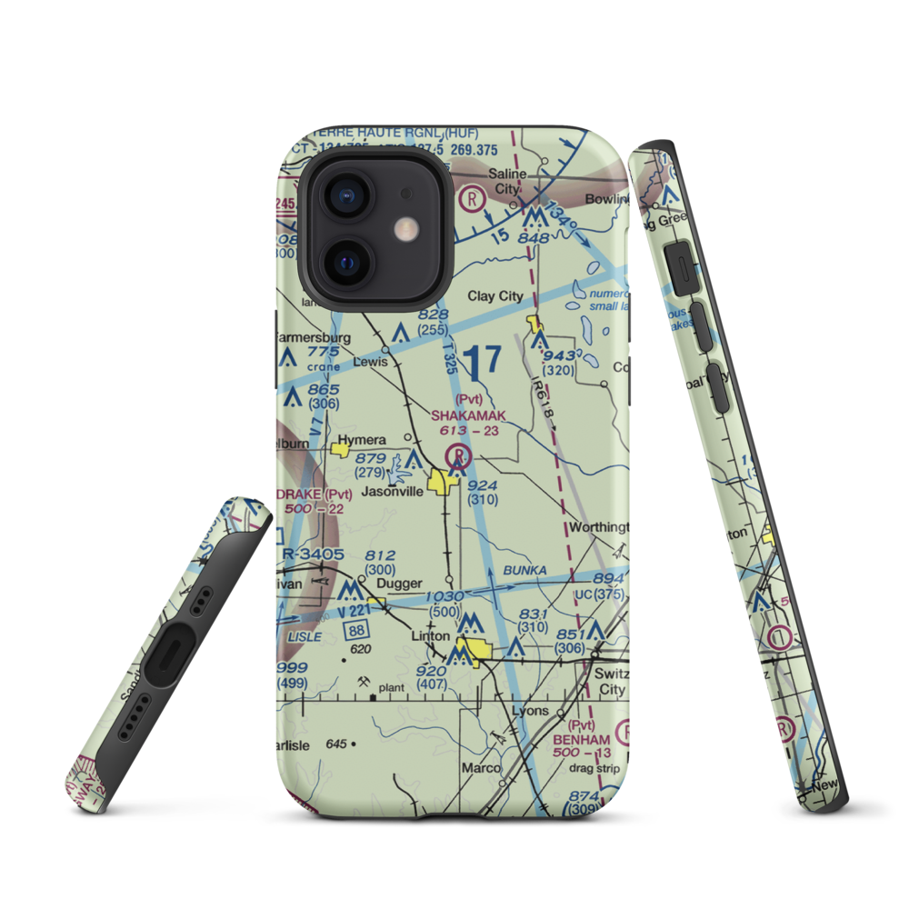 Shakamak Airport (IN08) VFR Sectional  Tough iPhone Case iPhone 12 model shown