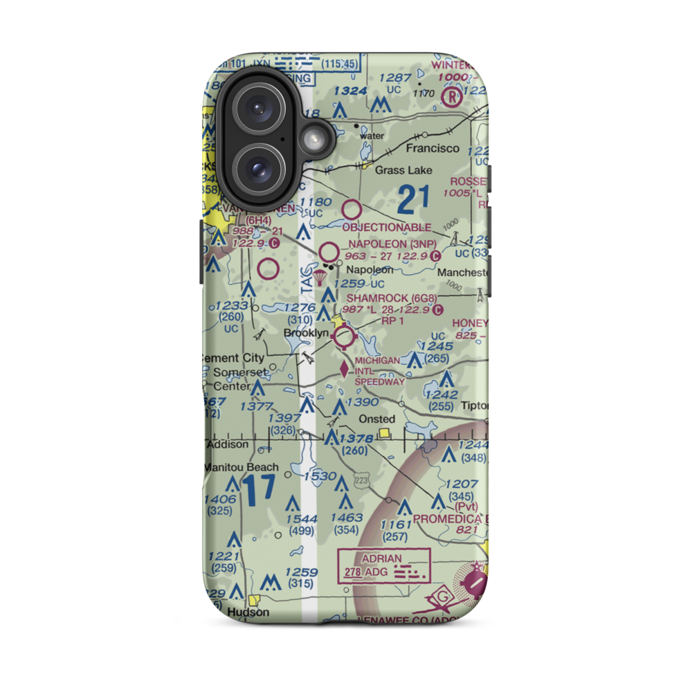 Shamrock Field (6G8) VFR Sectional  Tough iPhone Case iPhone 16 Plus model shown