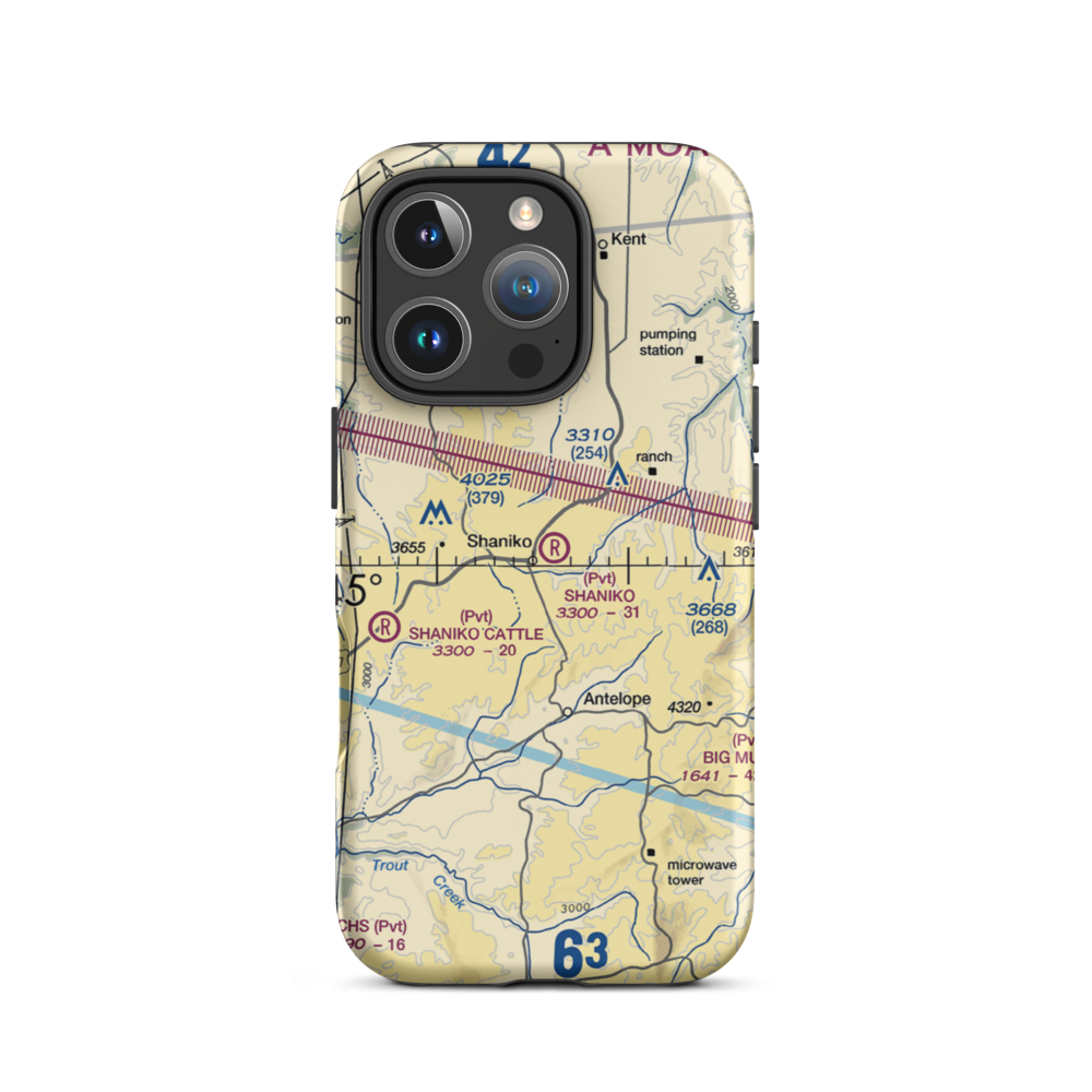 Shaniko Ranch Airport (9OR1) VFR Sectional  Tough iPhone Case iPhone 16 Pro model shown