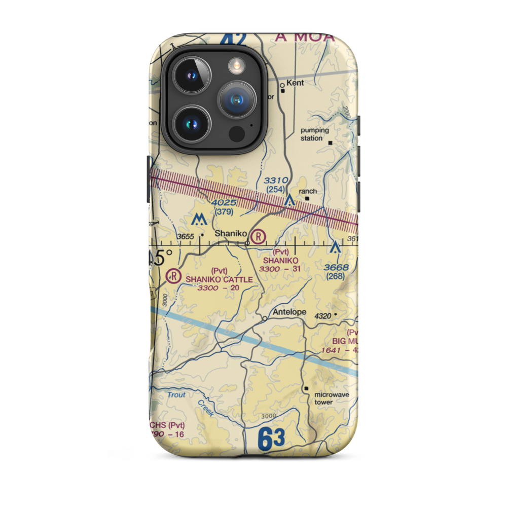 Shaniko Ranch Airport (9OR1) VFR Sectional  Tough iPhone Case iPhone 16 Pro Max model shown