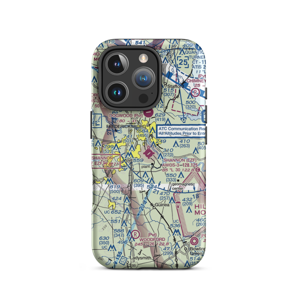 Shannon Airport (EZF) VFR Sectional  Tough iPhone Case iPhone 16 Pro model shown