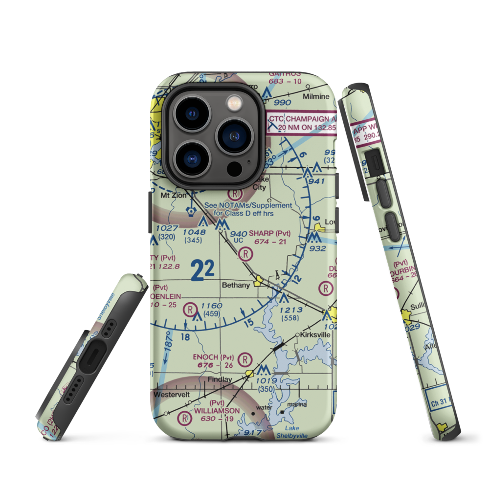 Sharp Airport (86IL) VFR Sectional  Tough iPhone Case iPhone 14 Pro model shown