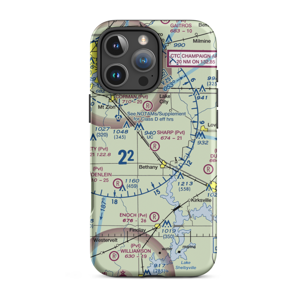 Sharp Airport (86IL) VFR Sectional  Tough iPhone Case iPhone 16 Pro Max model shown