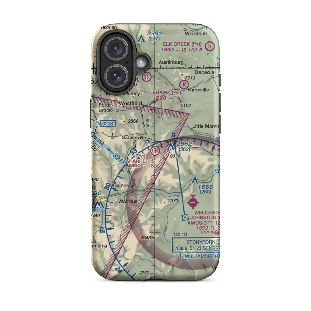 Sharretts Airport (PN91) VFR Sectional  Tough iPhone Case iPhone 16 Plus model shown
