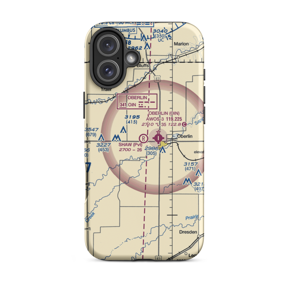 Shaw Aerial Spraying Airport (7KS8) VFR Sectional  Tough iPhone Case iPhone 16 Plus model shown