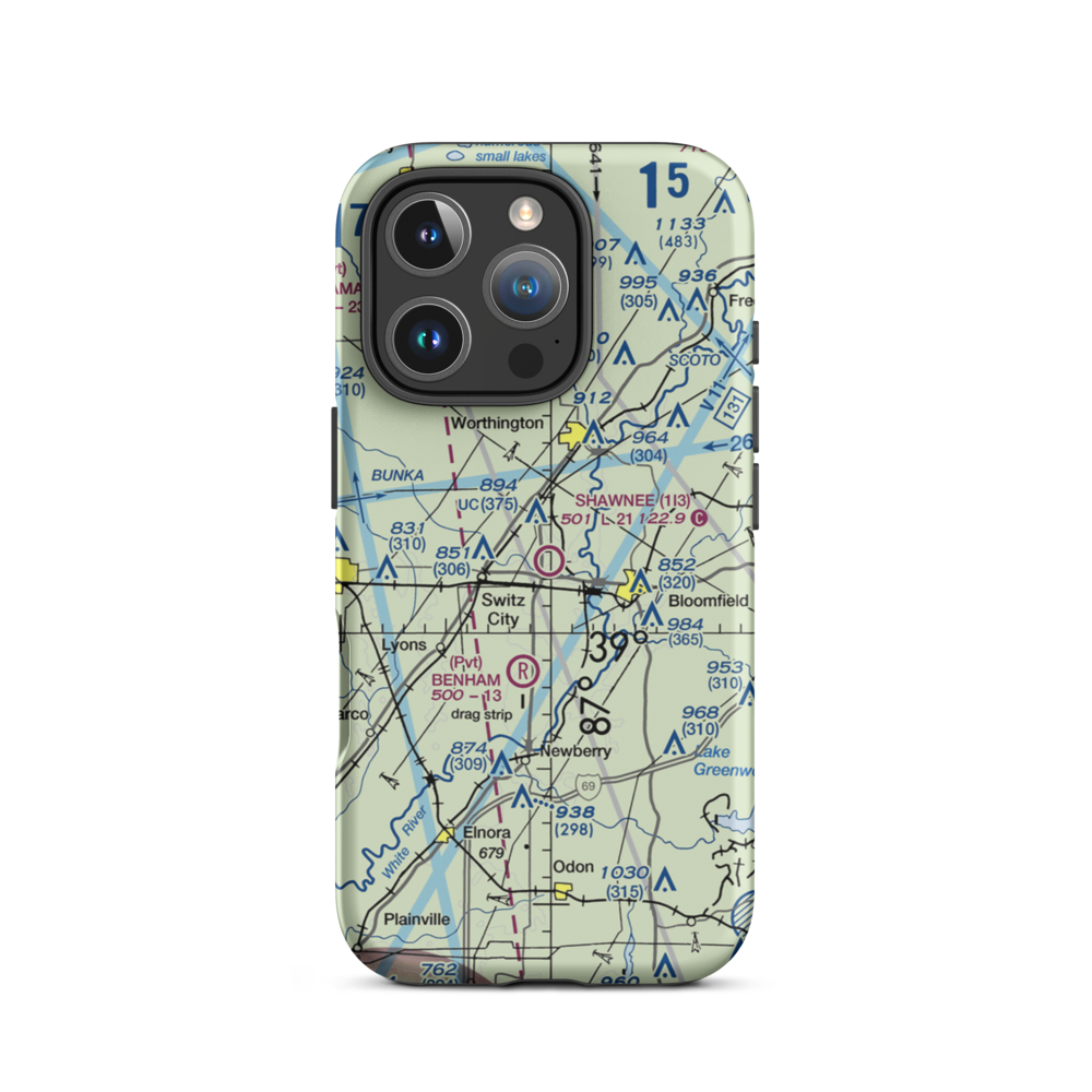 Shawnee Field (1I3) VFR Sectional  Tough iPhone Case iPhone 16 Pro model shown