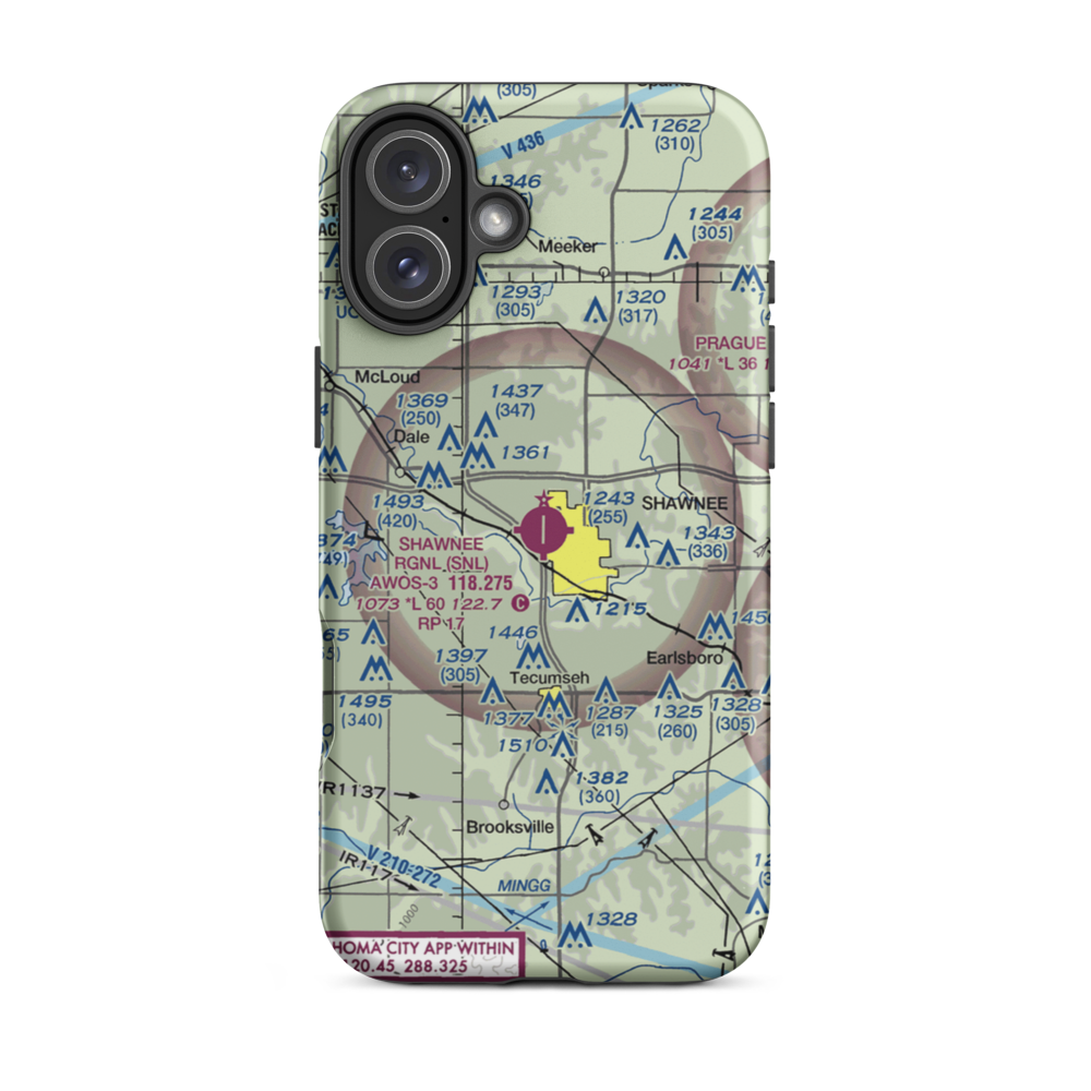 Shawnee Regional Airport (SNL) VFR Sectional  Tough iPhone Case iPhone 16 Plus model shown