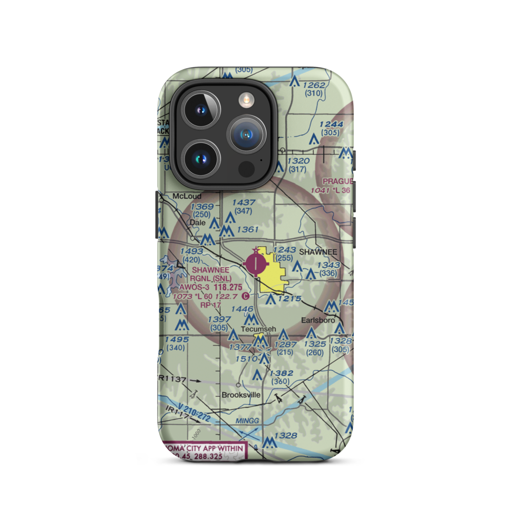 Shawnee Regional Airport (SNL) VFR Sectional  Tough iPhone Case iPhone 16 Pro model shown