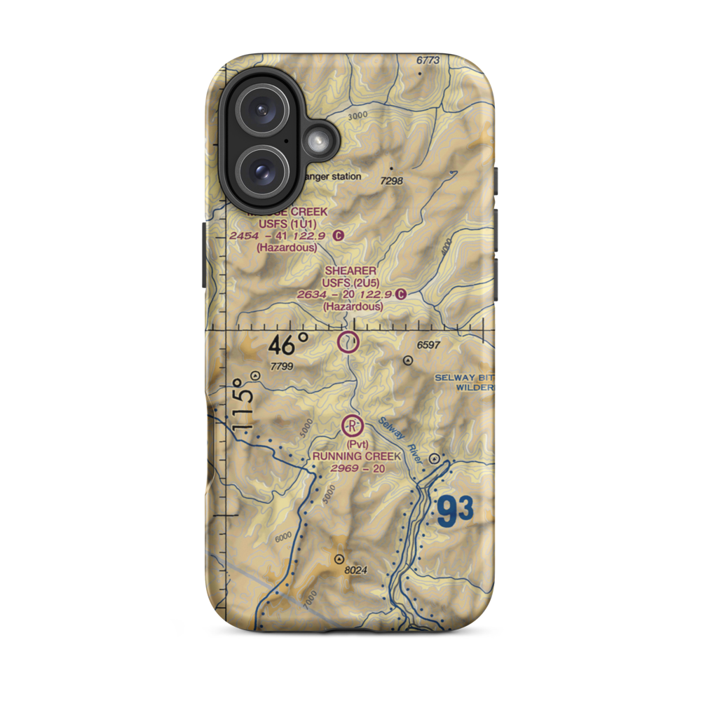 Shearer US Forest Service Airport (2U5) VFR Sectional  Tough iPhone Case iPhone 16 Plus model shown