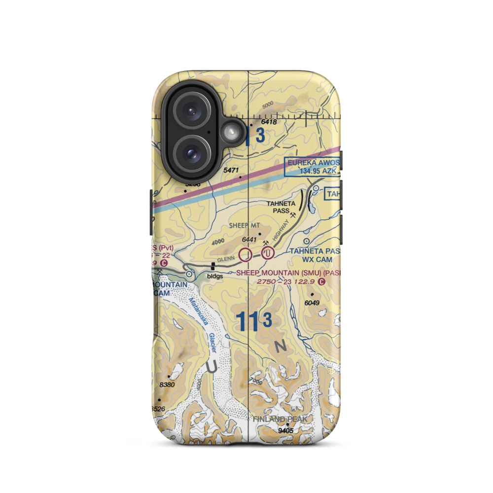 Sheep Mountain Airport (SMU) VFR Sectional  Tough iPhone Case iPhone 16 model shown