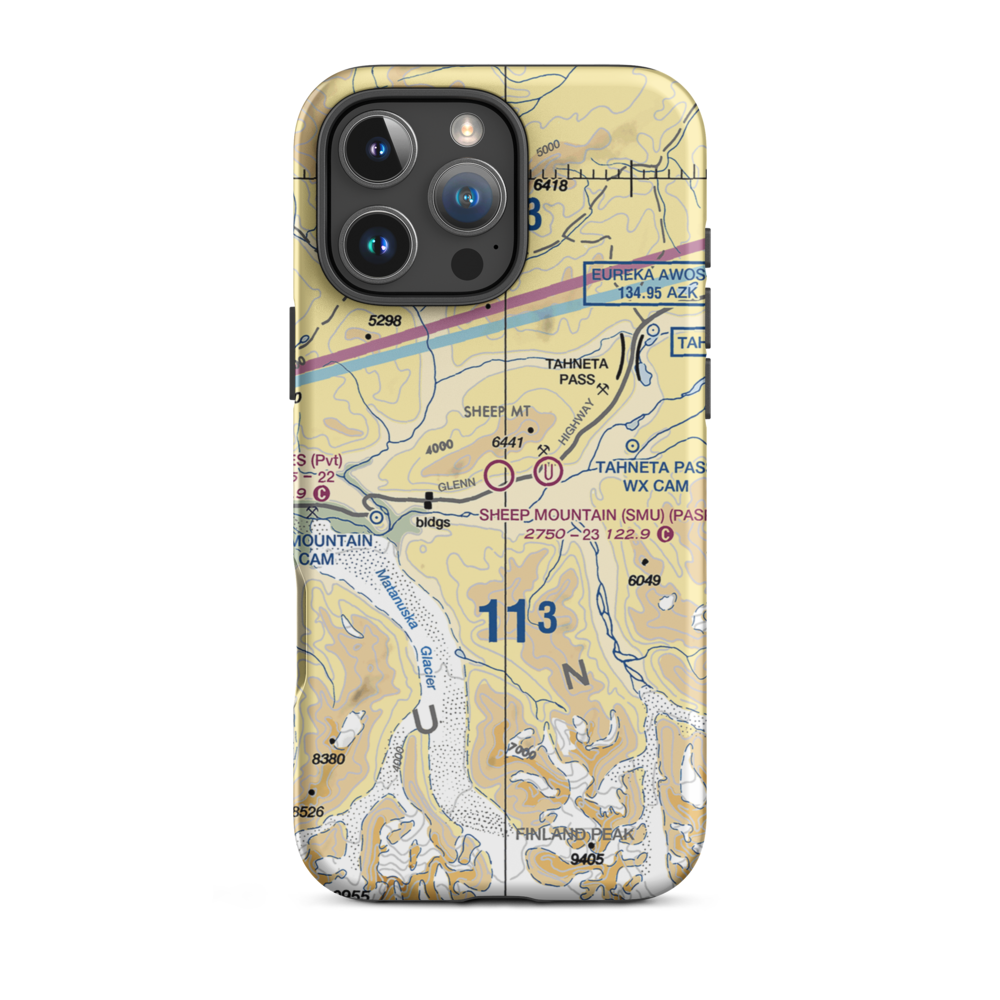 Sheep Mountain Airport (SMU) VFR Sectional  Tough iPhone Case iPhone 16 Pro Max model shown