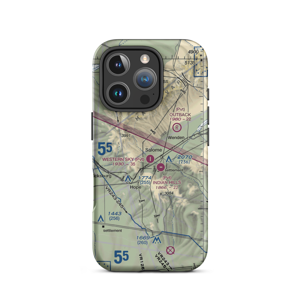 Sheepy Hollow Ranch Airfield (AZ40) VFR Sectional  Tough iPhone Case iPhone 16 Pro model shown