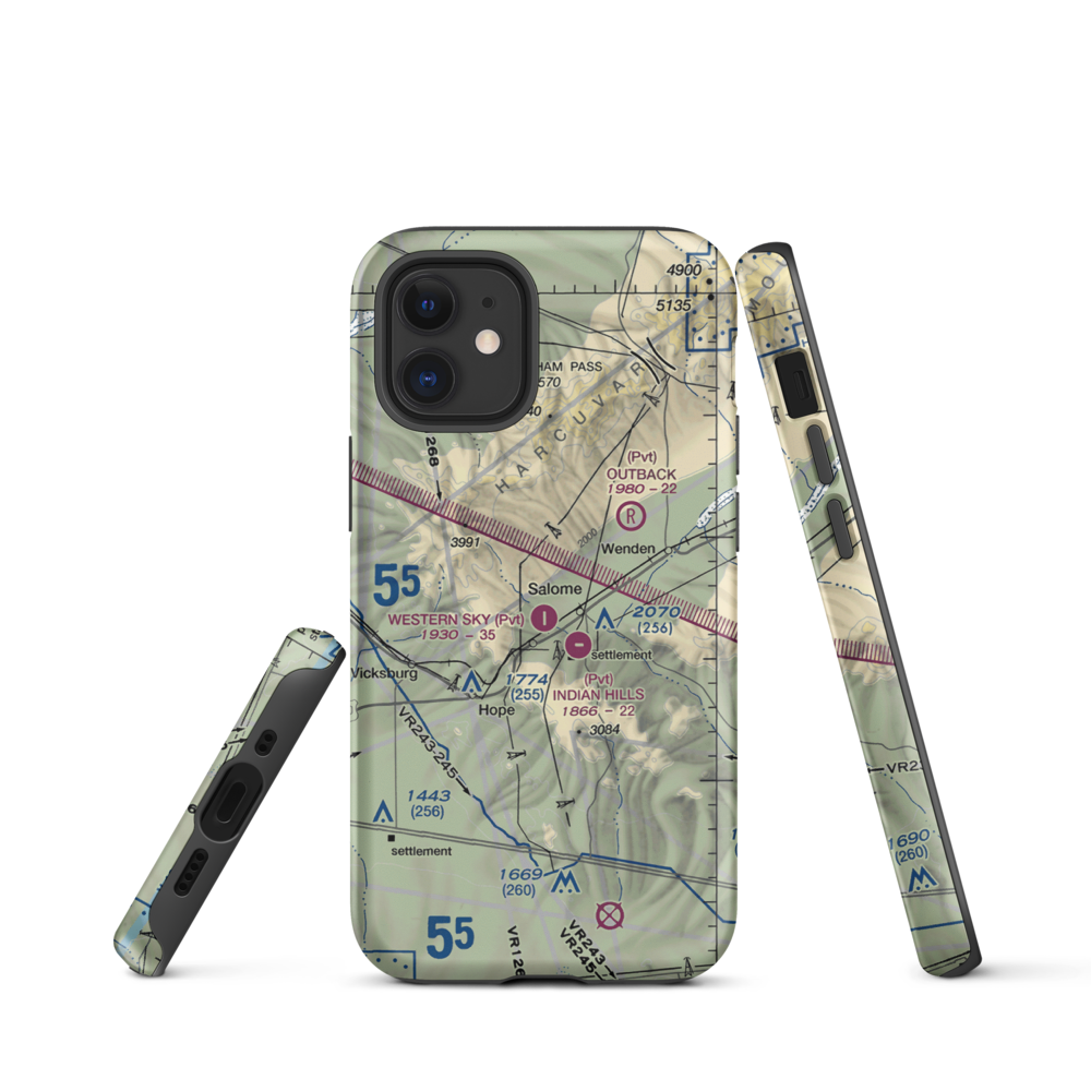 Sheepy Hollow Ranch Airfield (AZ40) VFR Sectional  Tough iPhone Case iPhone 12 mini model shown