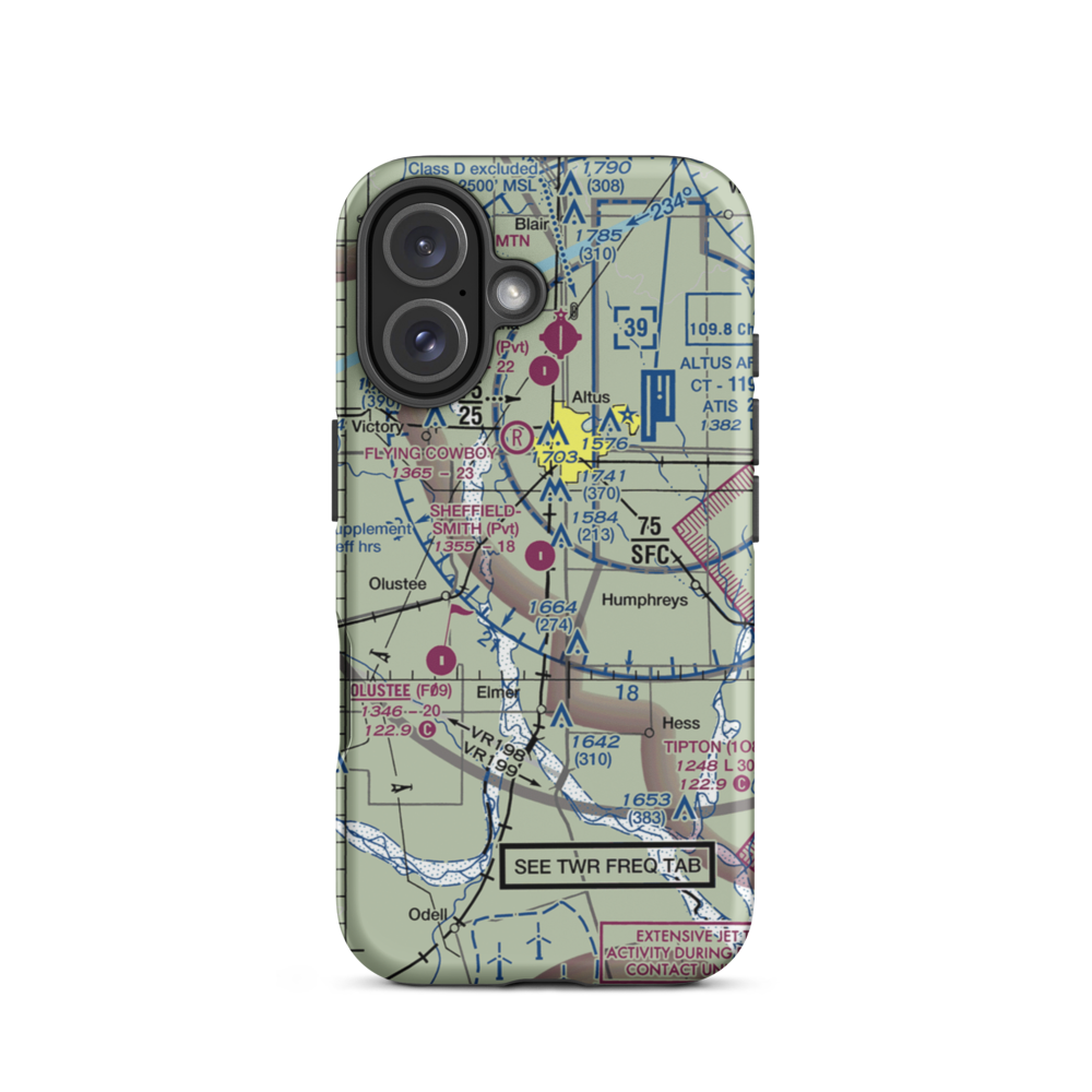Sheffield-Smith Airstrip (OK83) VFR Sectional  Tough iPhone Case iPhone 16 model shown