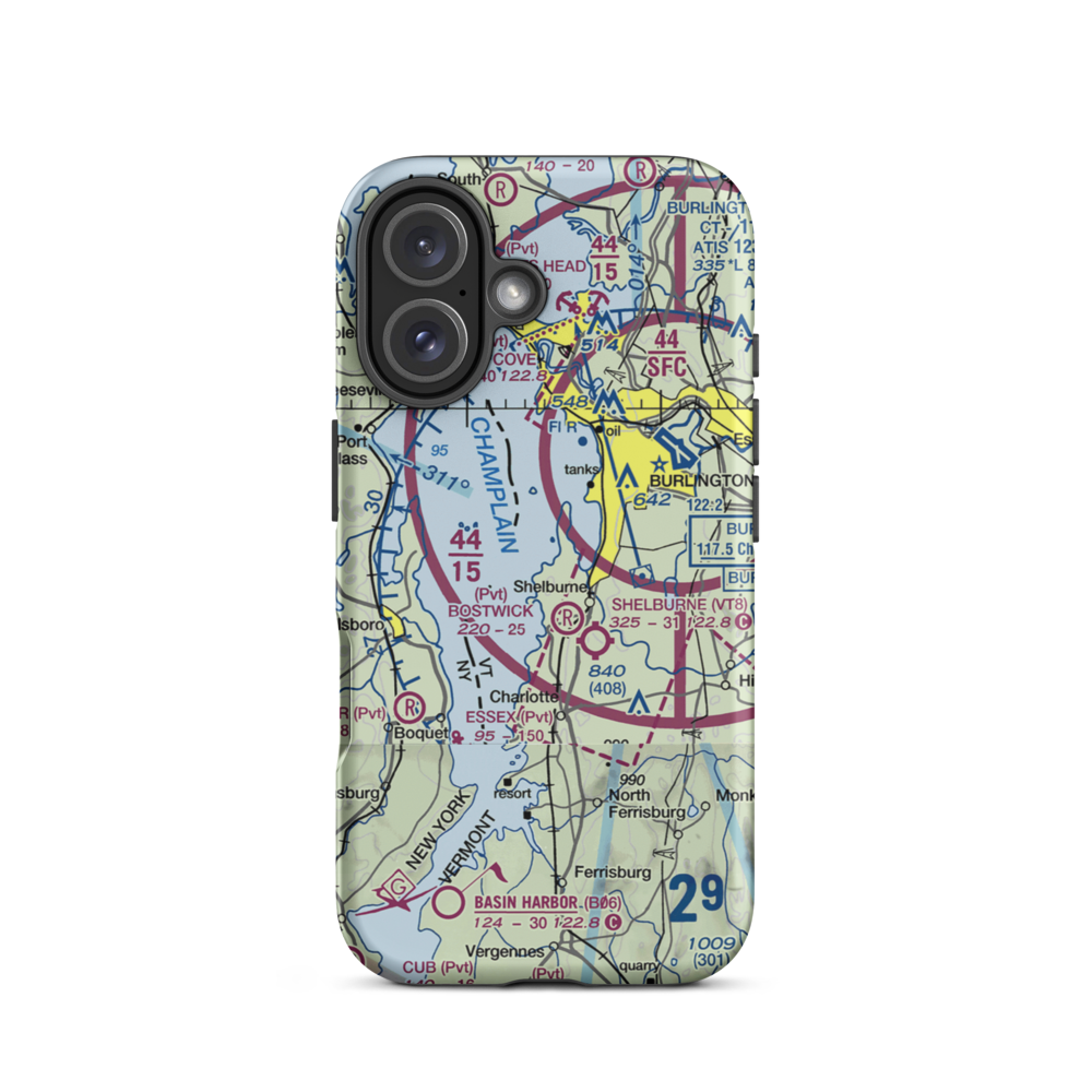 Shelburne Farms Airport (VT22) VFR Sectional  Tough iPhone Case iPhone 16 model shown