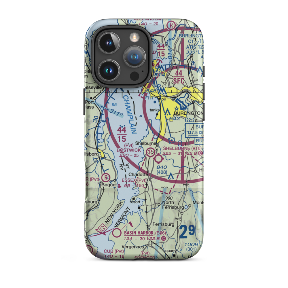 Shelburne Farms Airport (VT22) VFR Sectional  Tough iPhone Case iPhone 16 Pro Max model shown