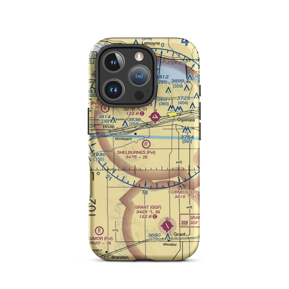 Shelburnes Airport (35NE) VFR Sectional  Tough iPhone Case iPhone 16 Pro model shown