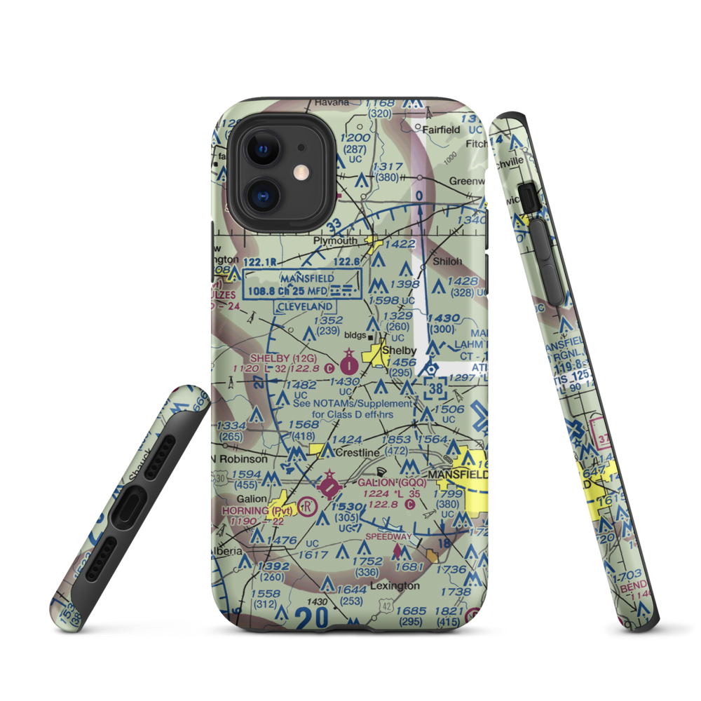 Shelby Community Airport (12G) VFR Sectional  Tough iPhone Case iPhone 11 model shown