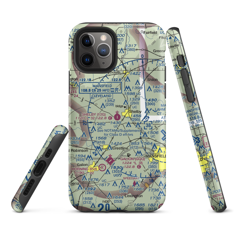 Shelby Community Airport (12G) VFR Sectional  Tough iPhone Case iPhone 11 Pro model shown