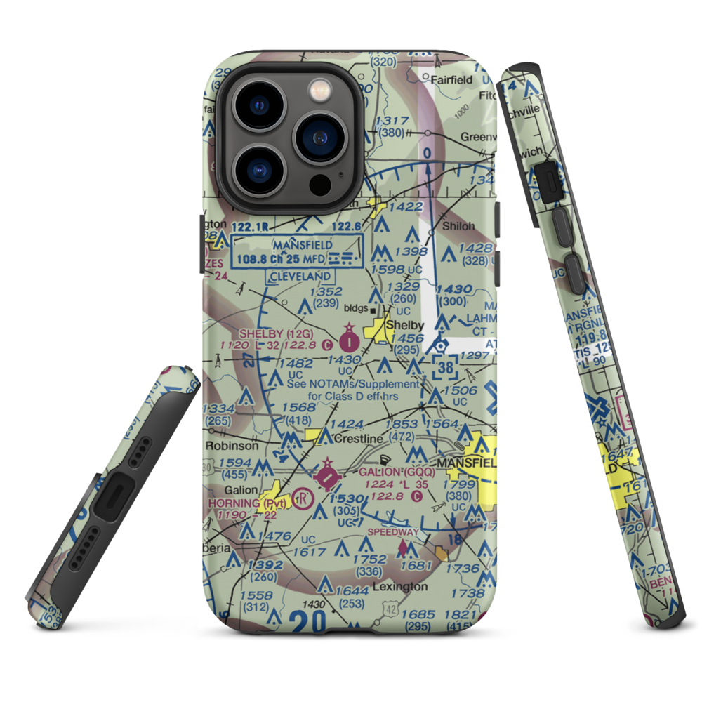 Shelby Community Airport (12G) VFR Sectional  Tough iPhone Case iPhone 13 Pro Max model shown