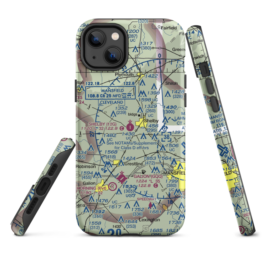 Shelby Community Airport (12G) VFR Sectional  Tough iPhone Case iPhone 14 Plus model shown