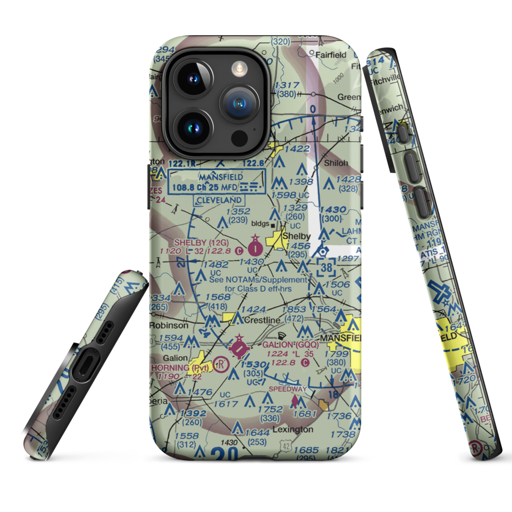 Shelby Community Airport (12G) VFR Sectional  Tough iPhone Case iPhone 15 Pro Max model shown