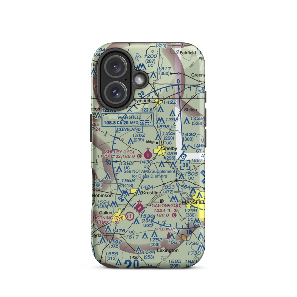 Shelby Community Airport (12G) VFR Sectional  Tough iPhone Case iPhone 16 model shown