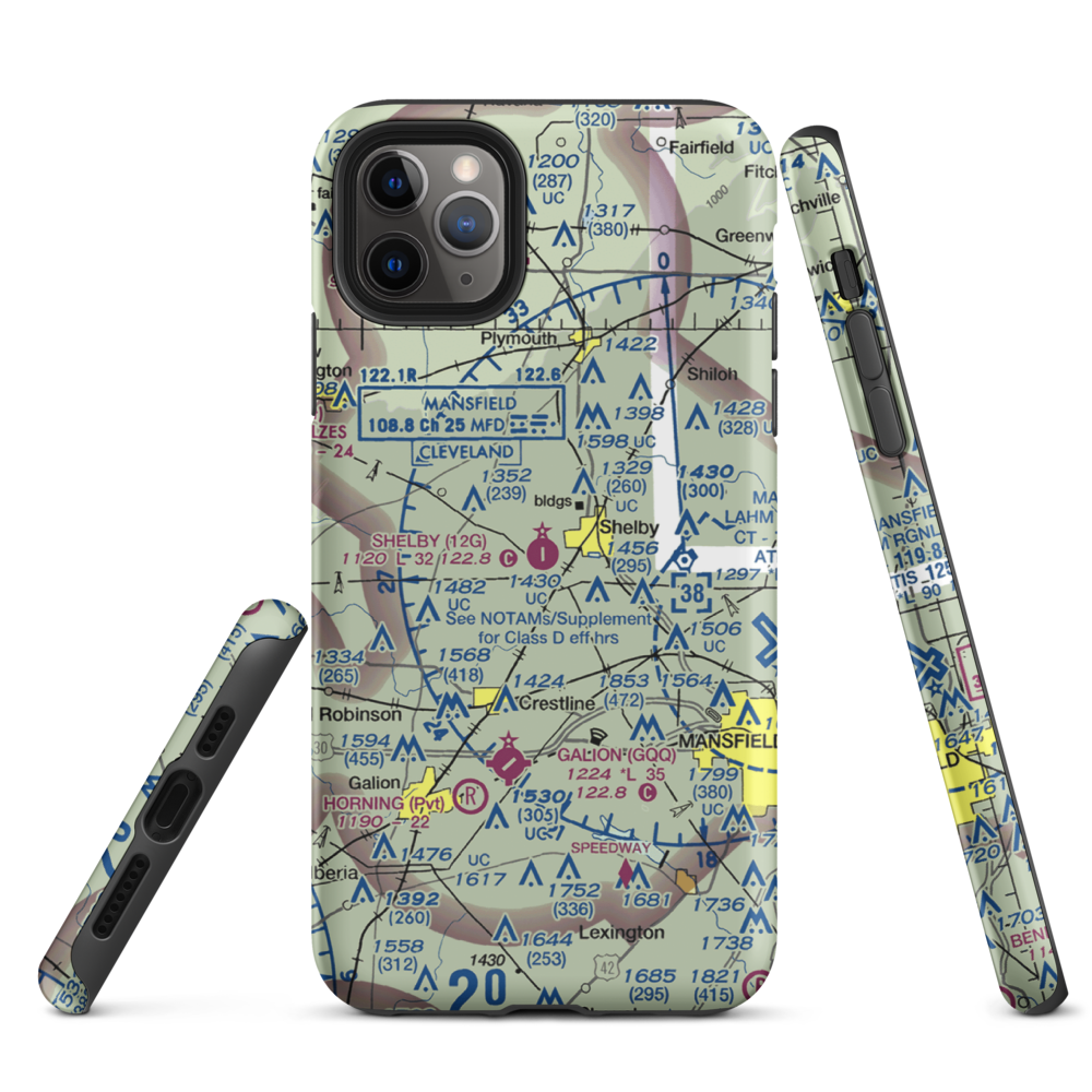 Shelby Community Airport (12G) VFR Sectional  Tough iPhone Case iPhone 11 Pro Max model shown