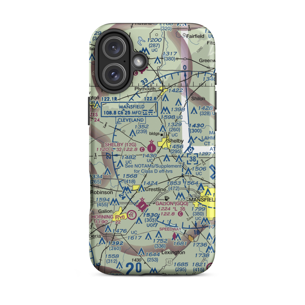 Shelby Community Airport (12G) VFR Sectional  Tough iPhone Case iPhone 16 Plus model shown