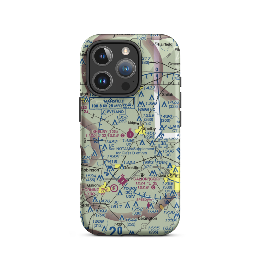 Shelby Community Airport (12G) VFR Sectional  Tough iPhone Case iPhone 16 Pro model shown