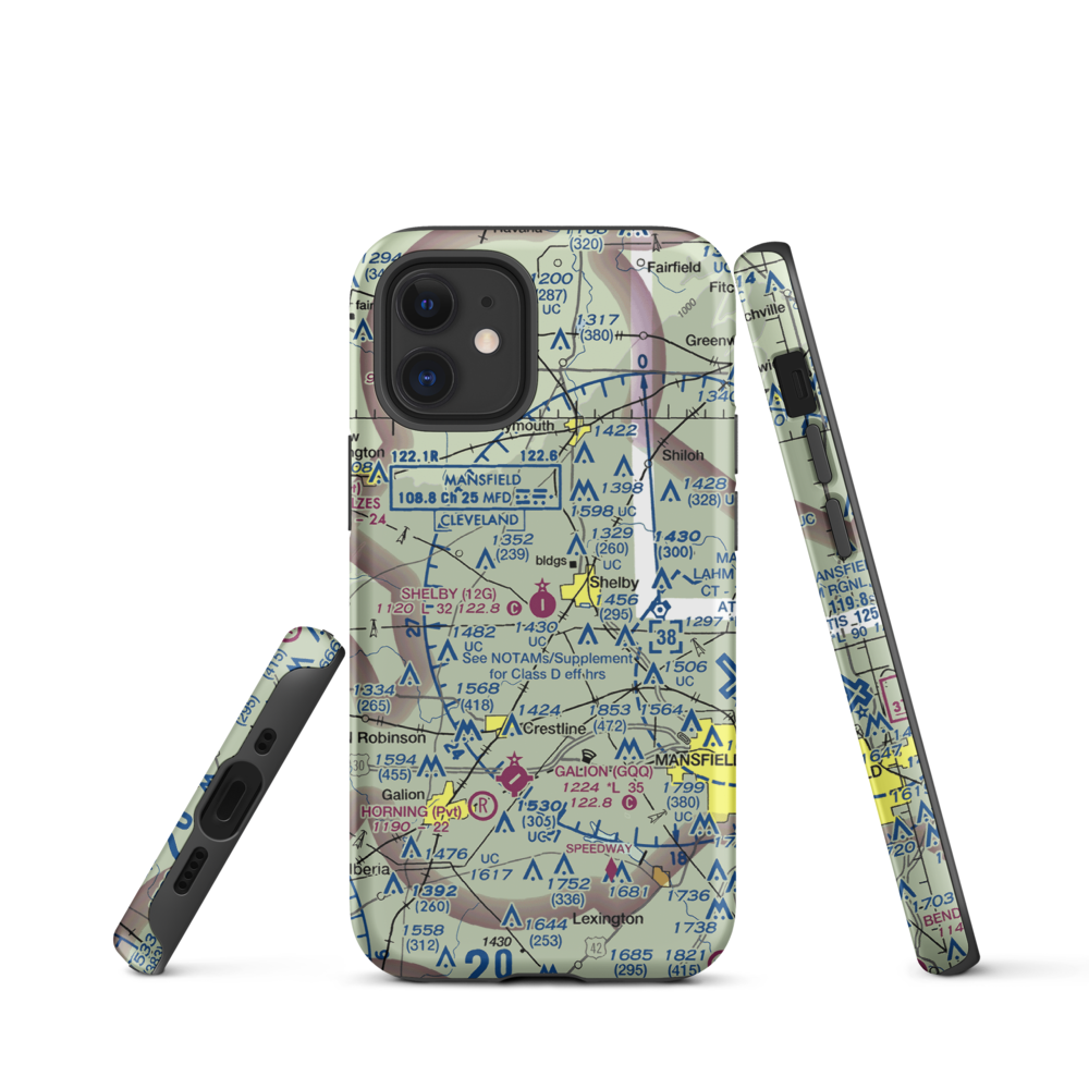 Shelby Community Airport (12G) VFR Sectional  Tough iPhone Case iPhone 12 mini model shown