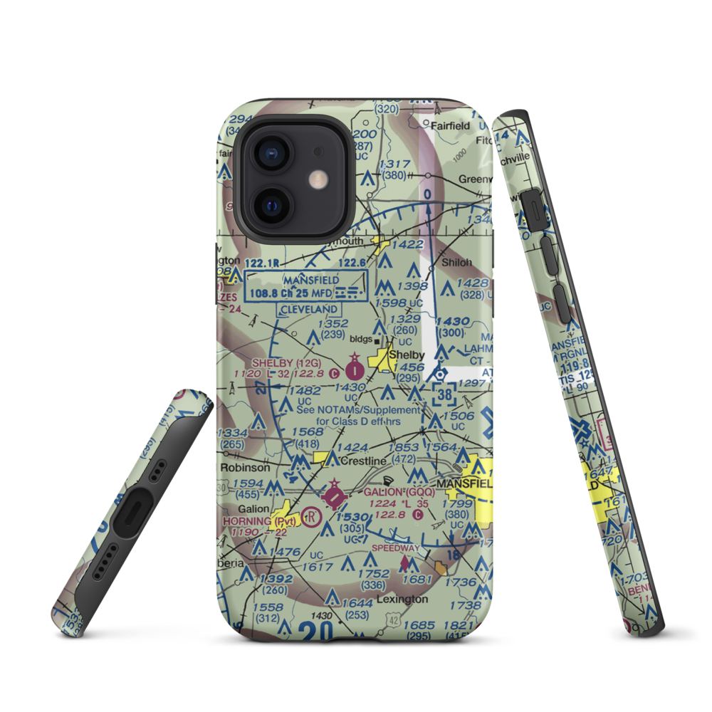 Shelby Community Airport (12G) VFR Sectional  Tough iPhone Case iPhone 12 model shown