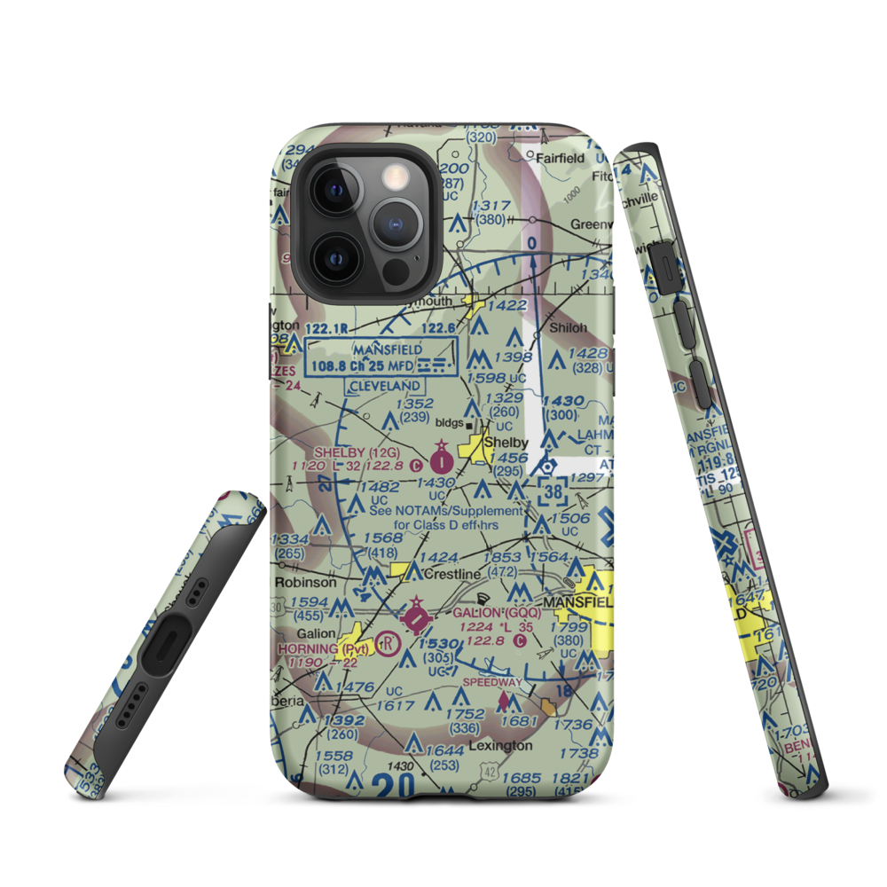 Shelby Community Airport (12G) VFR Sectional  Tough iPhone Case iPhone 12 Pro model shown