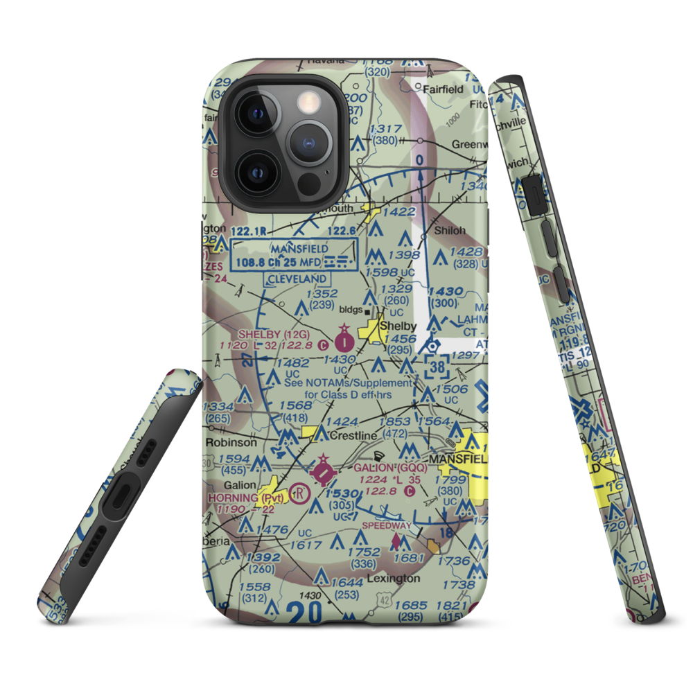 Shelby Community Airport (12G) VFR Sectional  Tough iPhone Case iPhone 12 Pro Max model shown