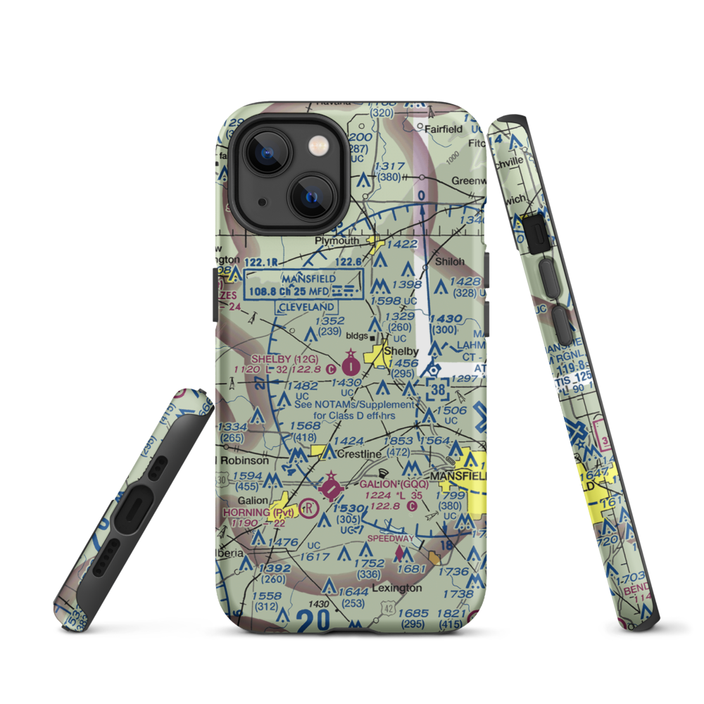 Shelby Community Airport (12G) VFR Sectional  Tough iPhone Case iPhone 13 model shown