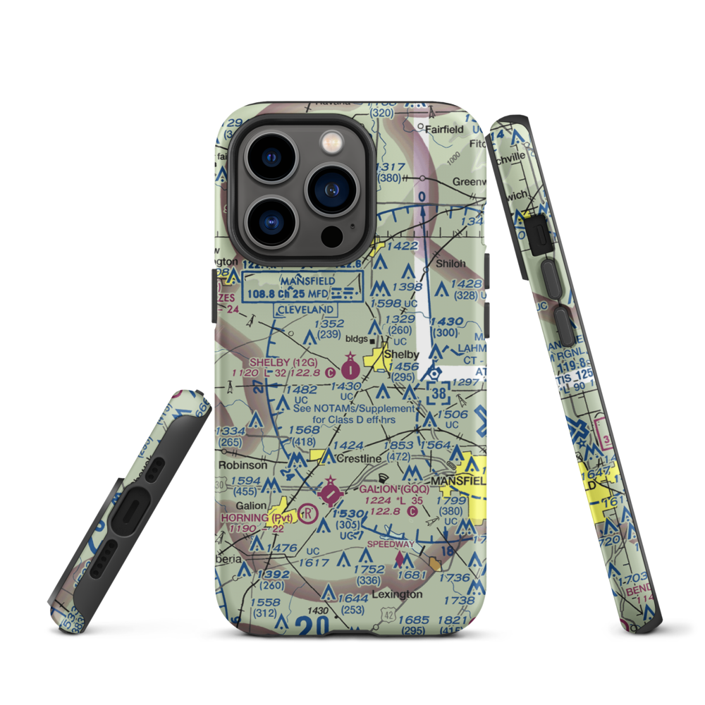 Shelby Community Airport (12G) VFR Sectional  Tough iPhone Case iPhone 13 Pro model shown