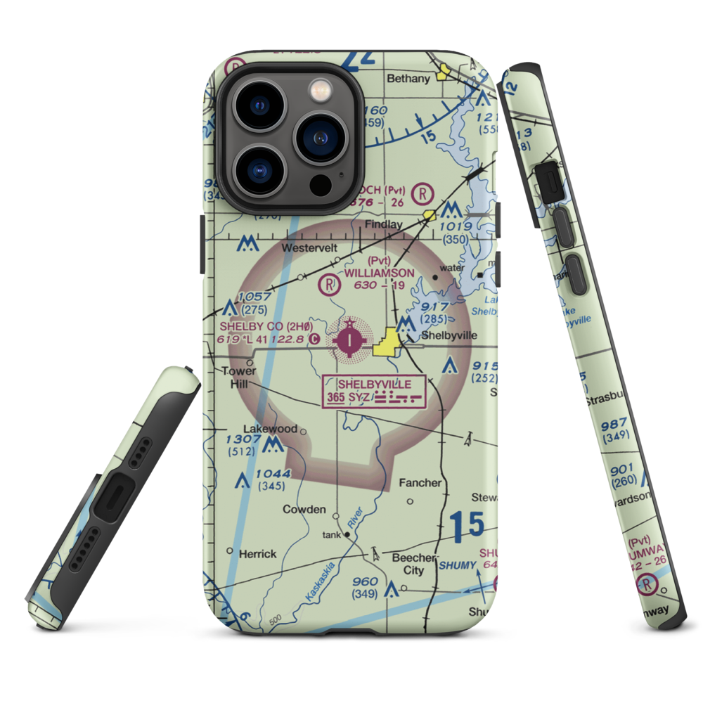 Shelby County Airport (2H0) VFR Sectional  Tough iPhone Case iPhone 13 Pro Max model shown