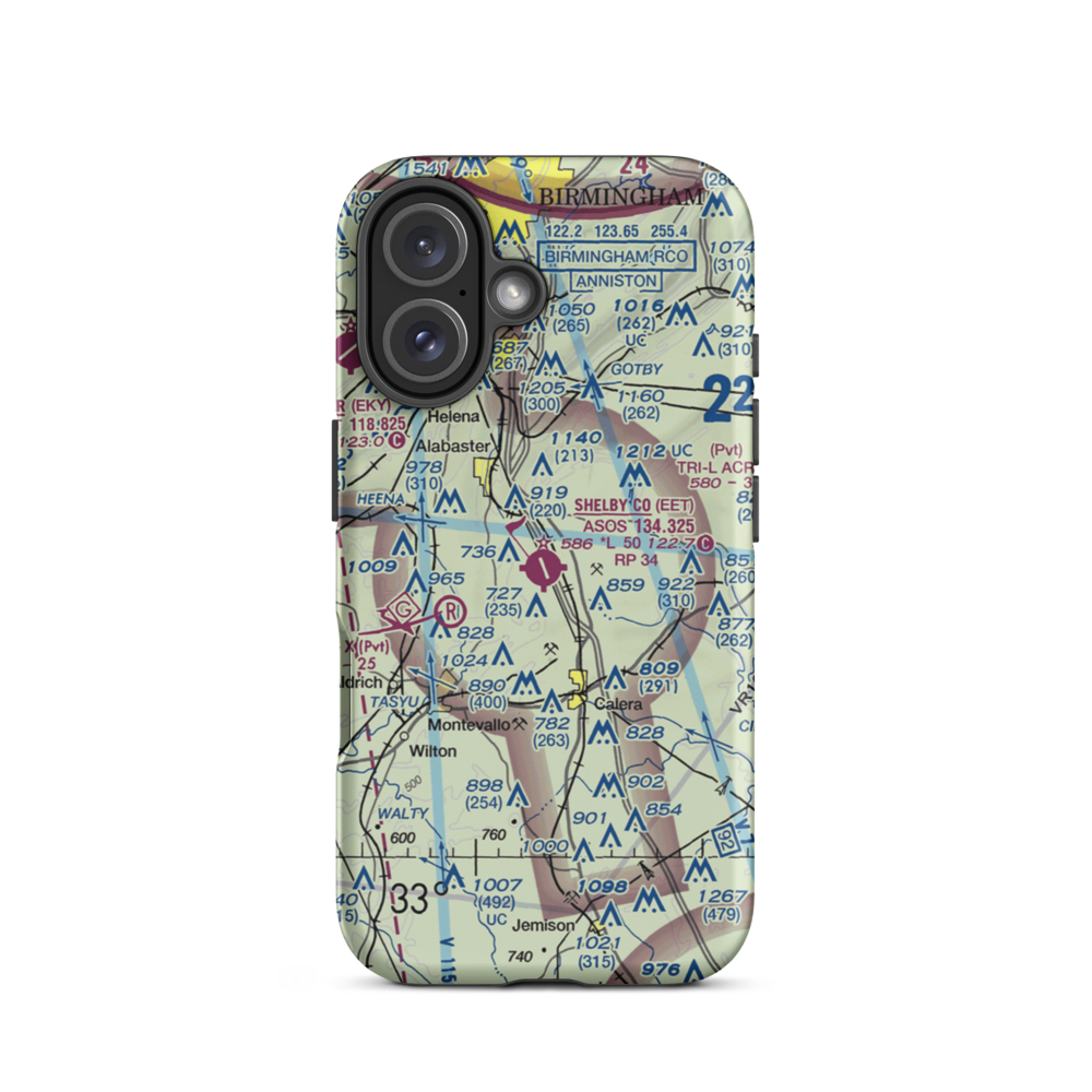 Shelby County Airport (EET) VFR Sectional  Tough iPhone Case iPhone 16 model shown