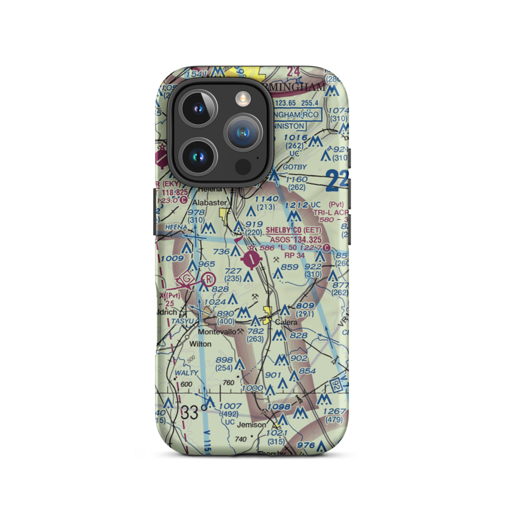 Shelby County Airport (EET) VFR Sectional  Tough iPhone Case iPhone 16 Pro model shown