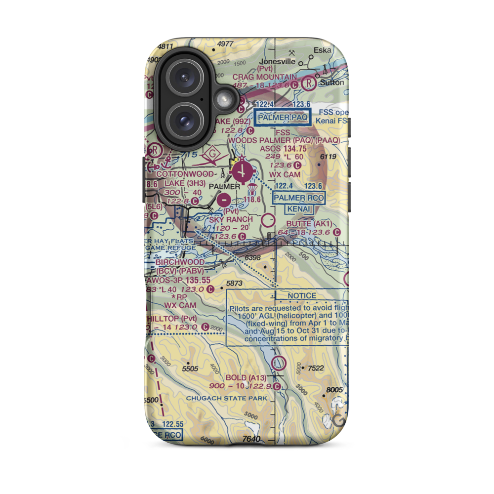 Shelby Strip (AA25) VFR Sectional  Tough iPhone Case iPhone 16 Plus model shown