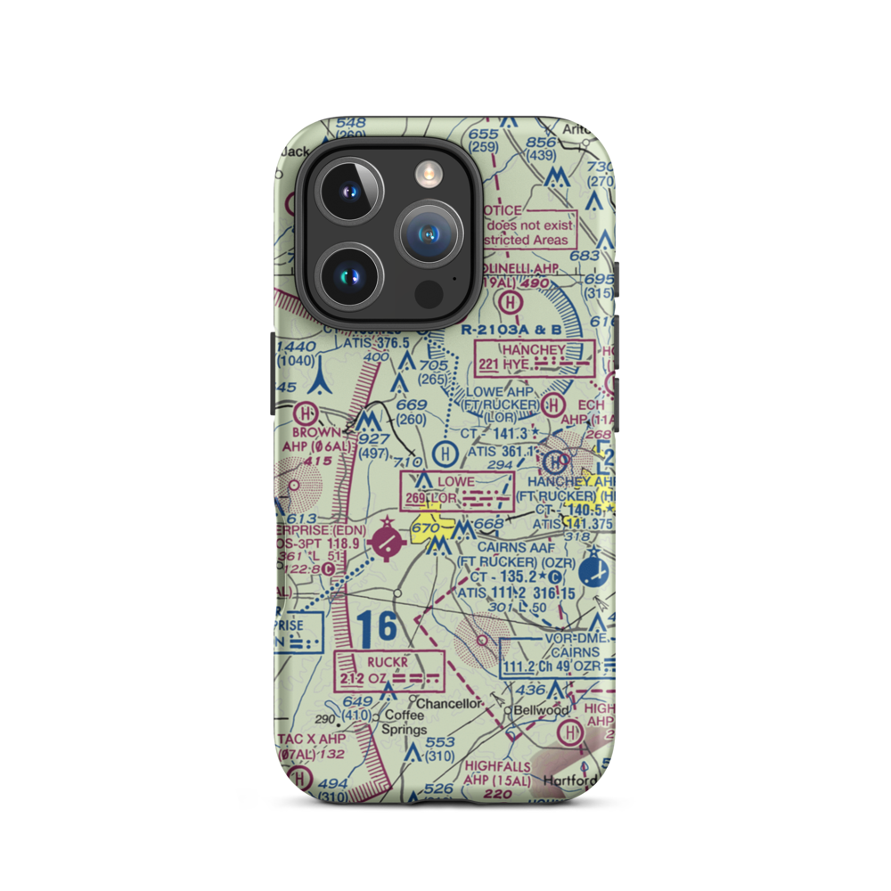 Shell Army Heliport (SXS) VFR Sectional  Tough iPhone Case iPhone 16 Pro model shown