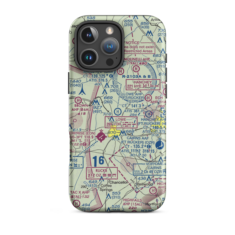 Shell Army Heliport (SXS) VFR Sectional  Tough iPhone Case iPhone 16 Pro Max model shown