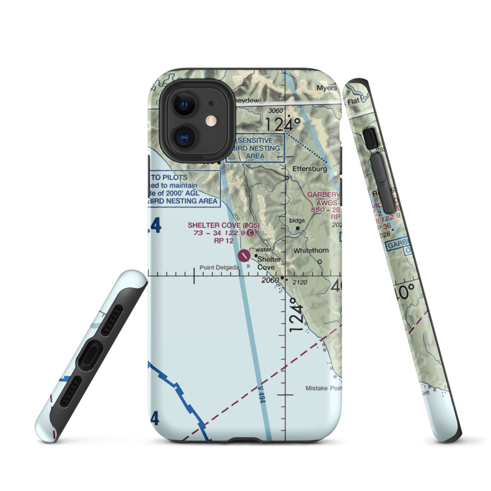 Shelter Cove Airport (0Q5) VFR Sectional  Tough iPhone Case iPhone 11 model shown