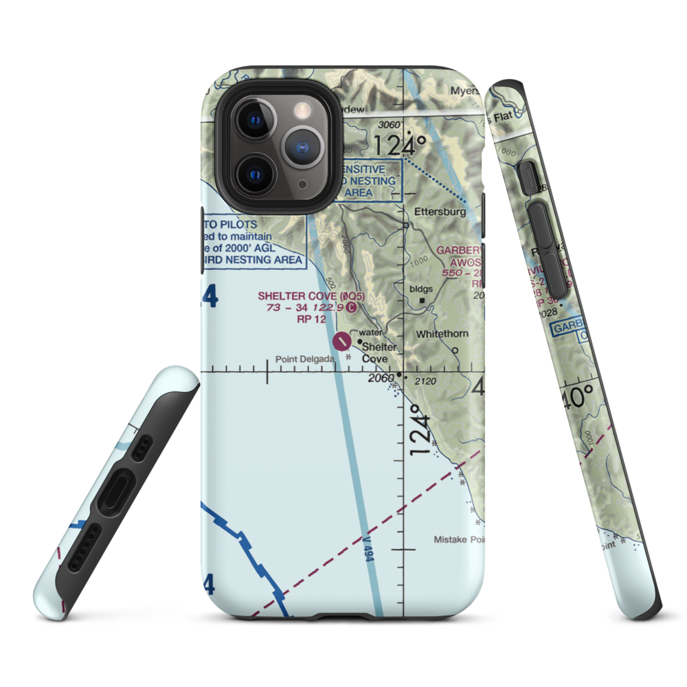 Shelter Cove Airport (0Q5) VFR Sectional  Tough iPhone Case iPhone 11 Pro model shown